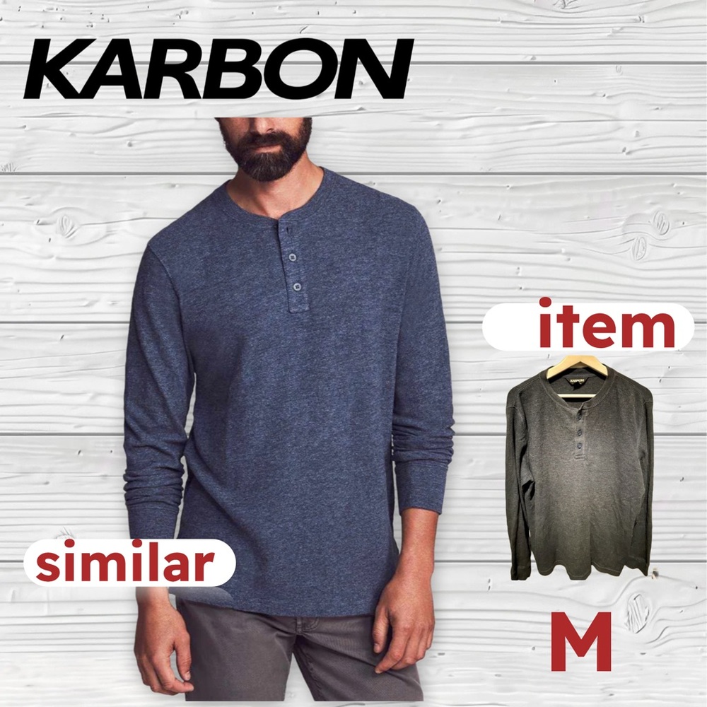 *👍 *GUC* KARBON | M | Blue Henley long sleeves shirt waffle like ❗️read